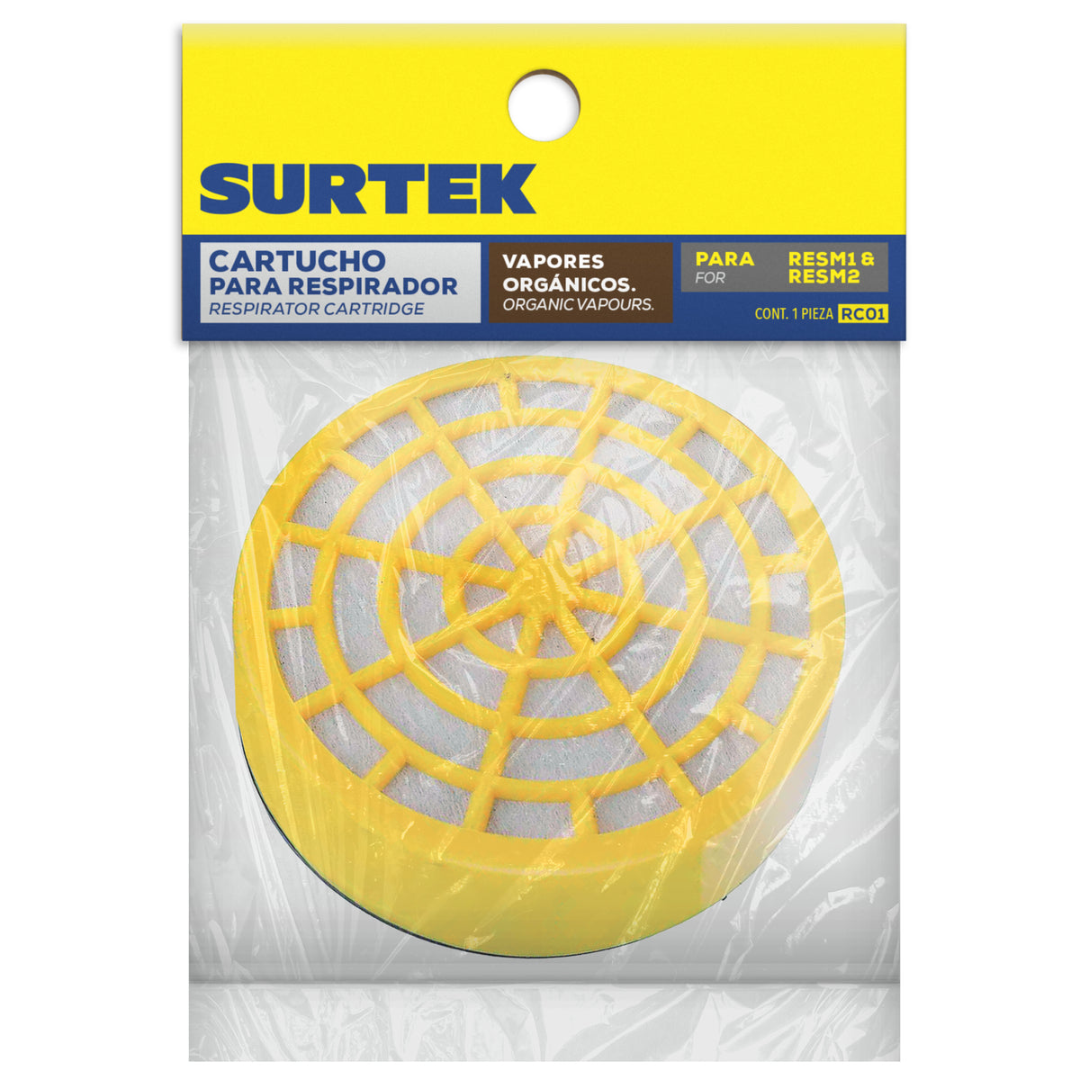 CARTUCHO PARA RESPIRADOR CON PROTECCIÓN PARA VAPORES ORGÁNICOS SURTEK RC01