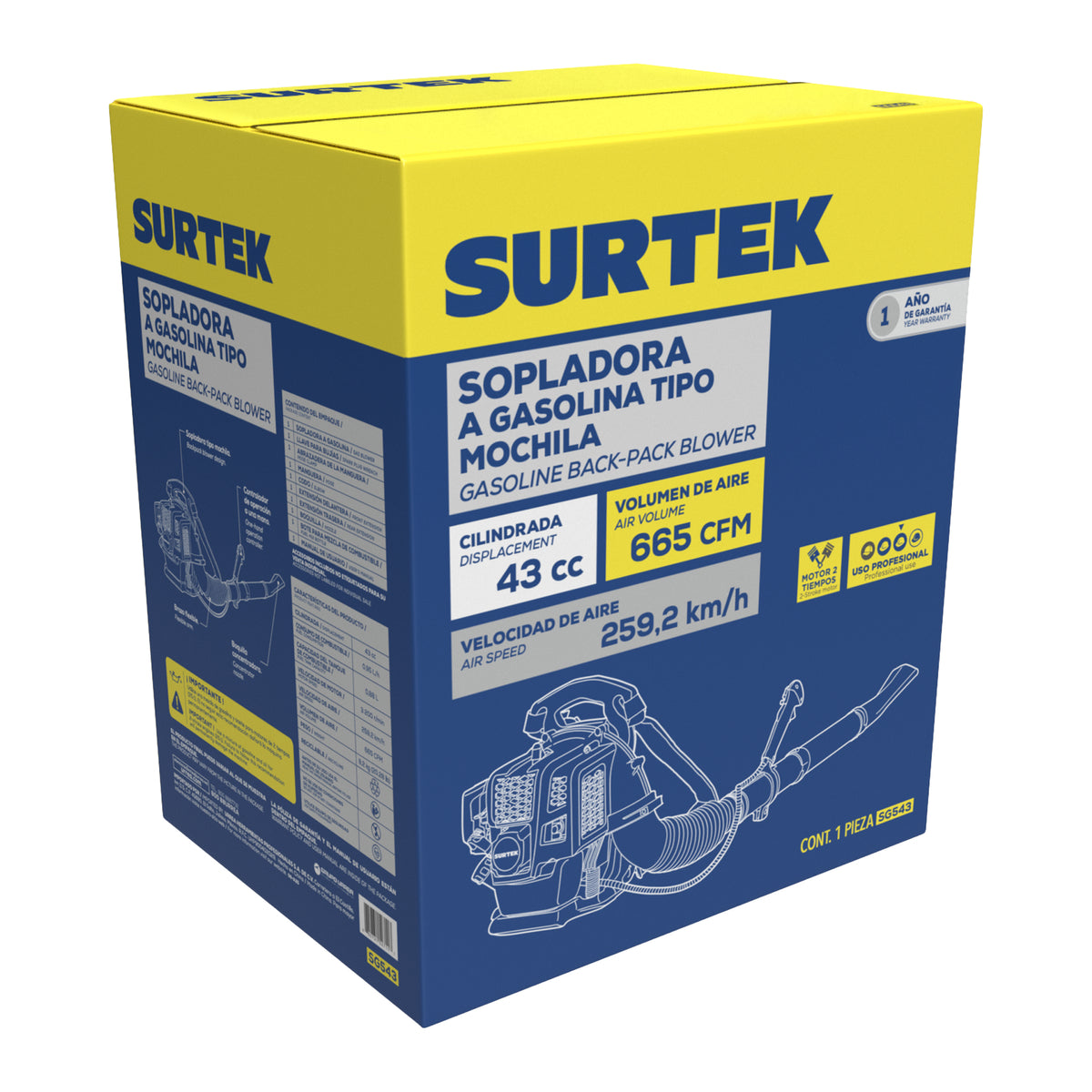 SOPLADORA CON MOTOR A GASOLINA 43CC SURTEK