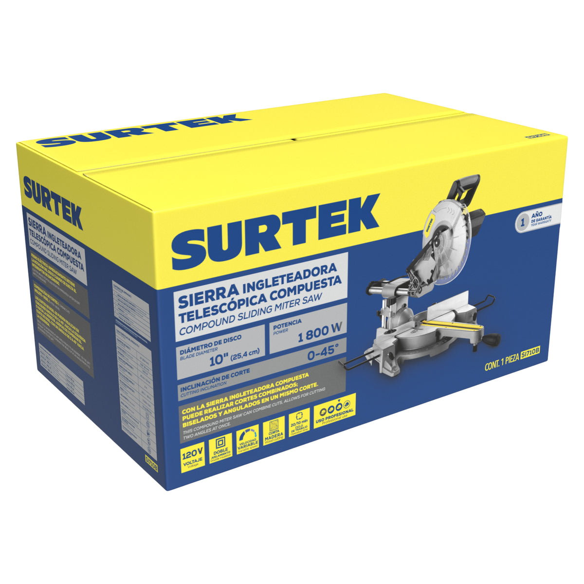 SIERRA DE INGLETE TELESCÓPICA 10" 1800 W SURTEK SI710B