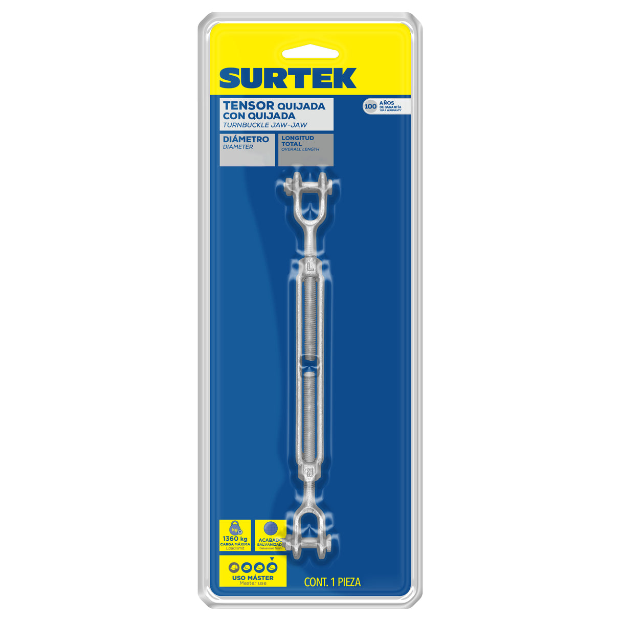 TENSOR DE ACERO FORJADO QUIJADA - QUIJADA 3/8" X 6" SURTEK TEN36Q