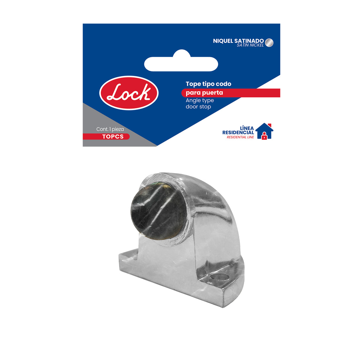 TOPE TIPO CODO PARA PUERTA NÍQUEL SATINADO LOCK