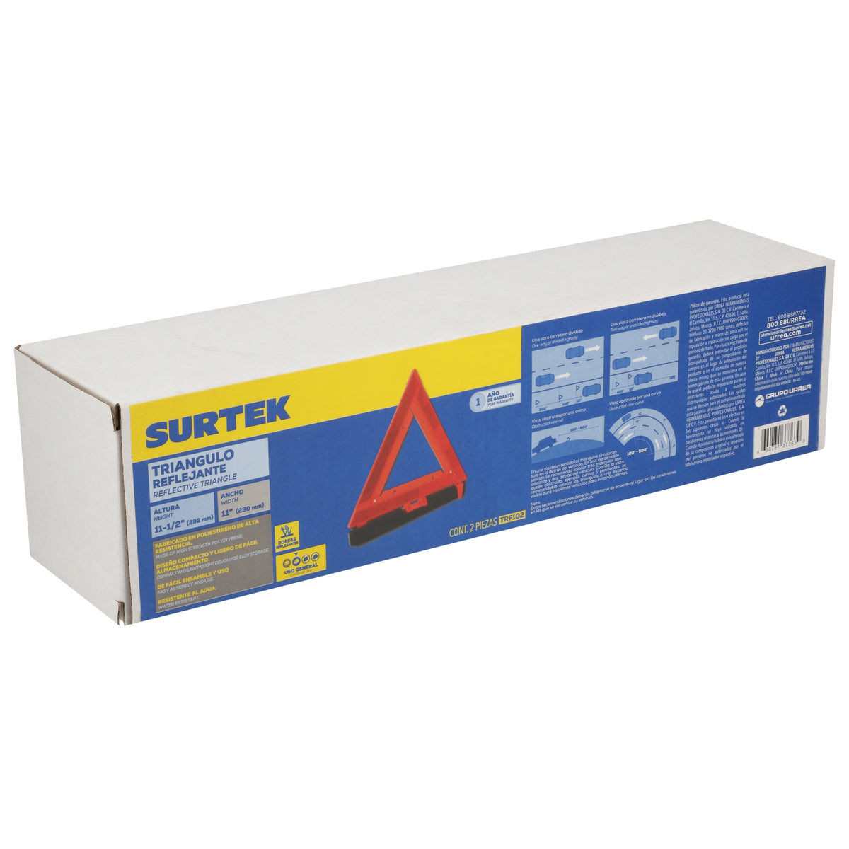 TRIANGULO REFLEJANTE 10" 2 PIEZAS SURTEK TRF102