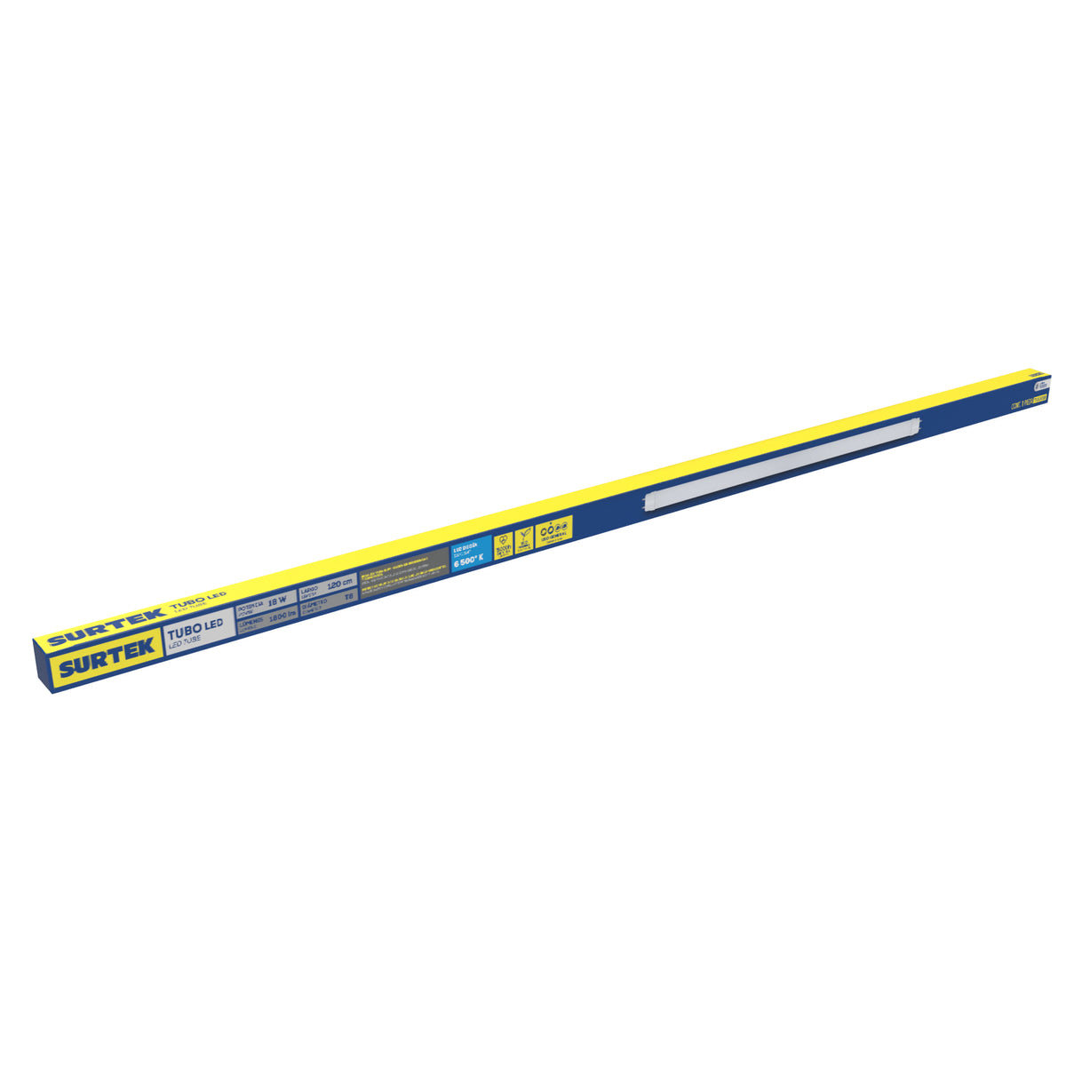 TUBO DE LED BASE G13 PANTALLA DE VIDRIO 120 CM, 18 W SURTEK TULV18