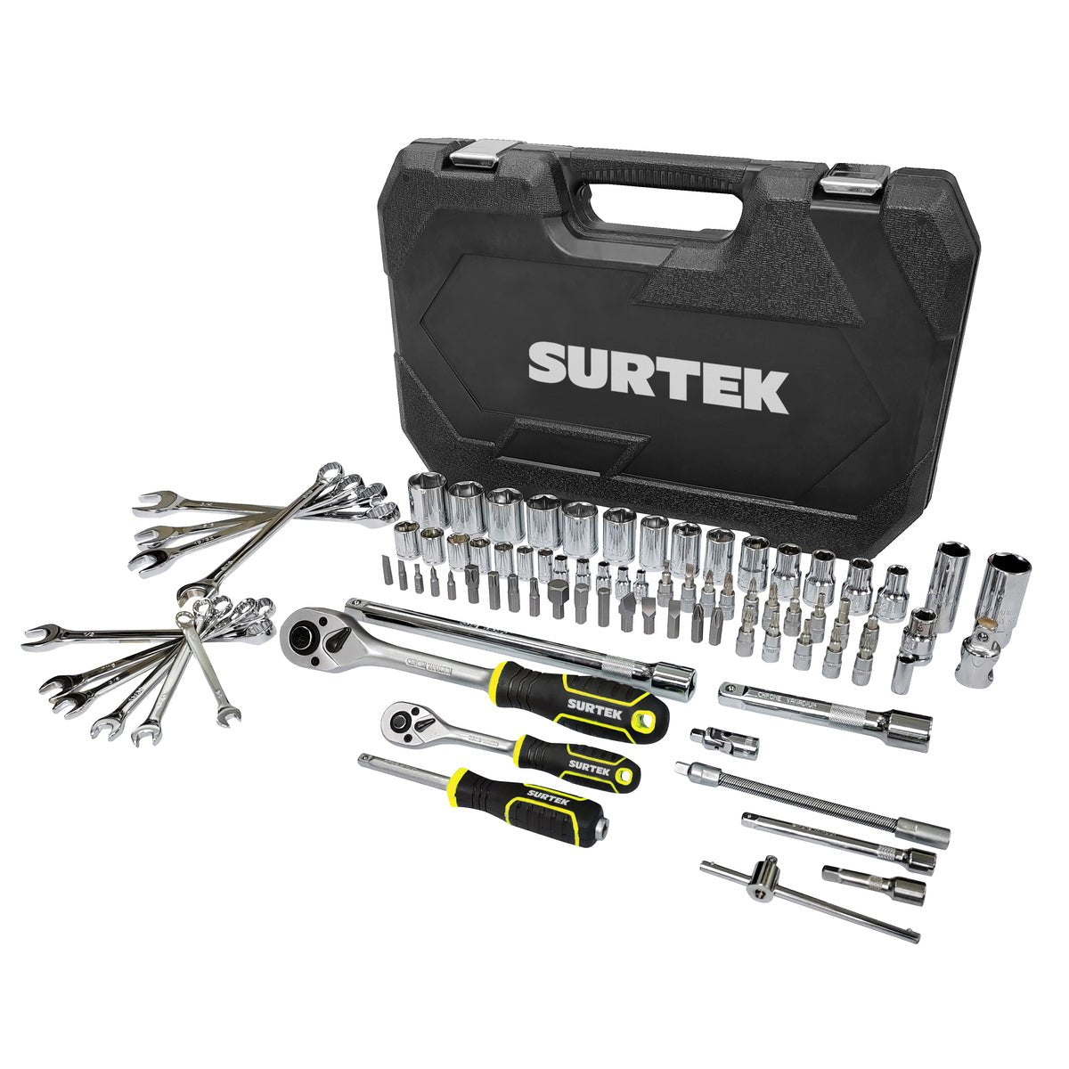 JUEGO COMBINADO DE HERRAMIENTA PARA MECÁNICO 84 PIEZAS, CON MALETÍN PLÁSTICO SURTEK JCM4S - URREA SHOP