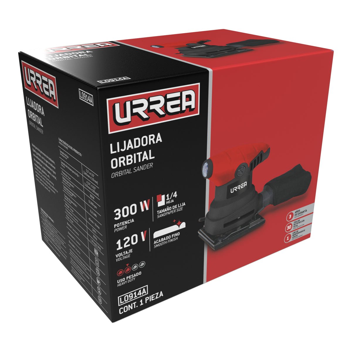 LIJADORA ORBITAL 1/4 DE HOJA 300 W URREA LO914A - URREA SHOP