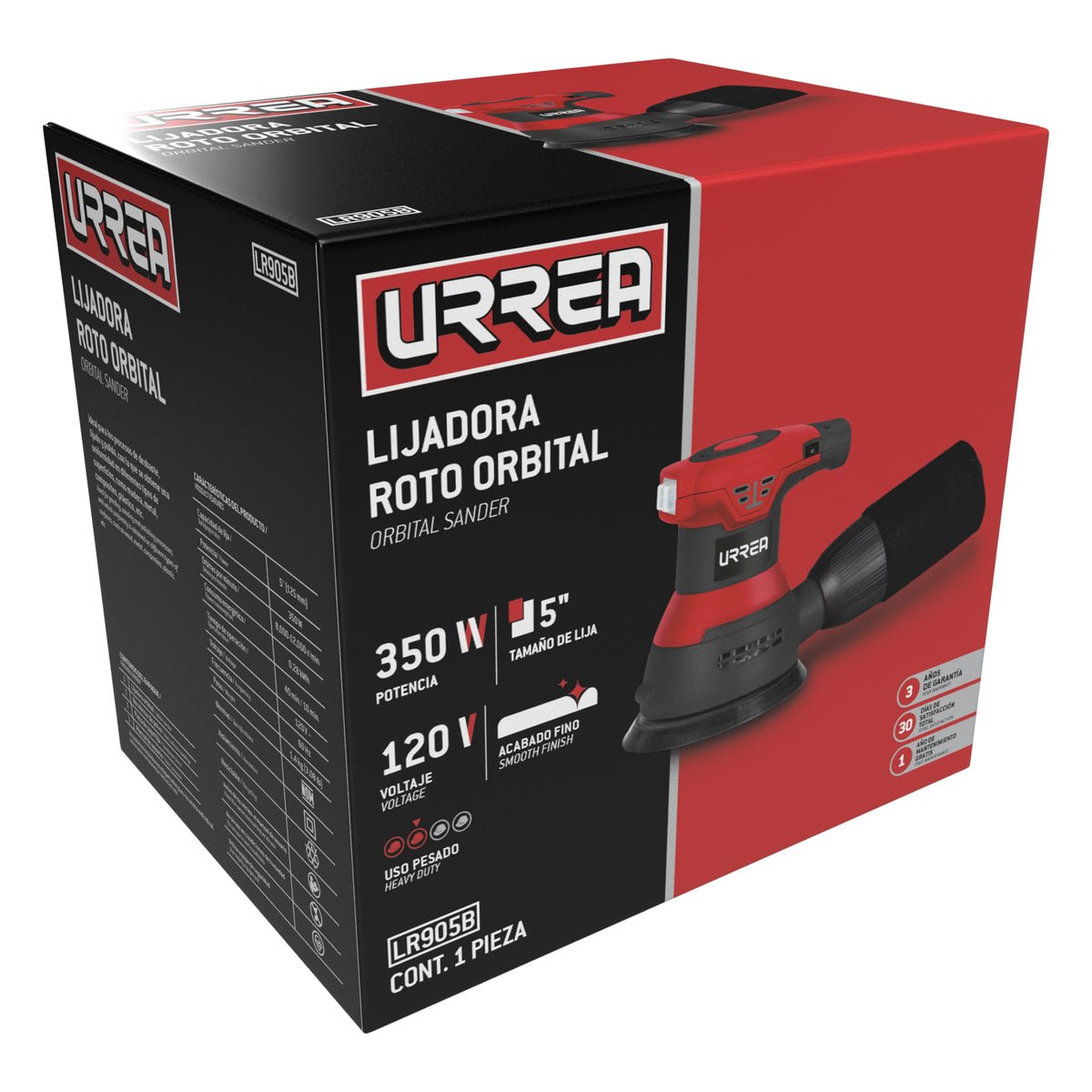 LIJADORA ROTO ORBITAL 5" 350 W 120 V, 12000 RPM URREA LR905B - URREA SHOP