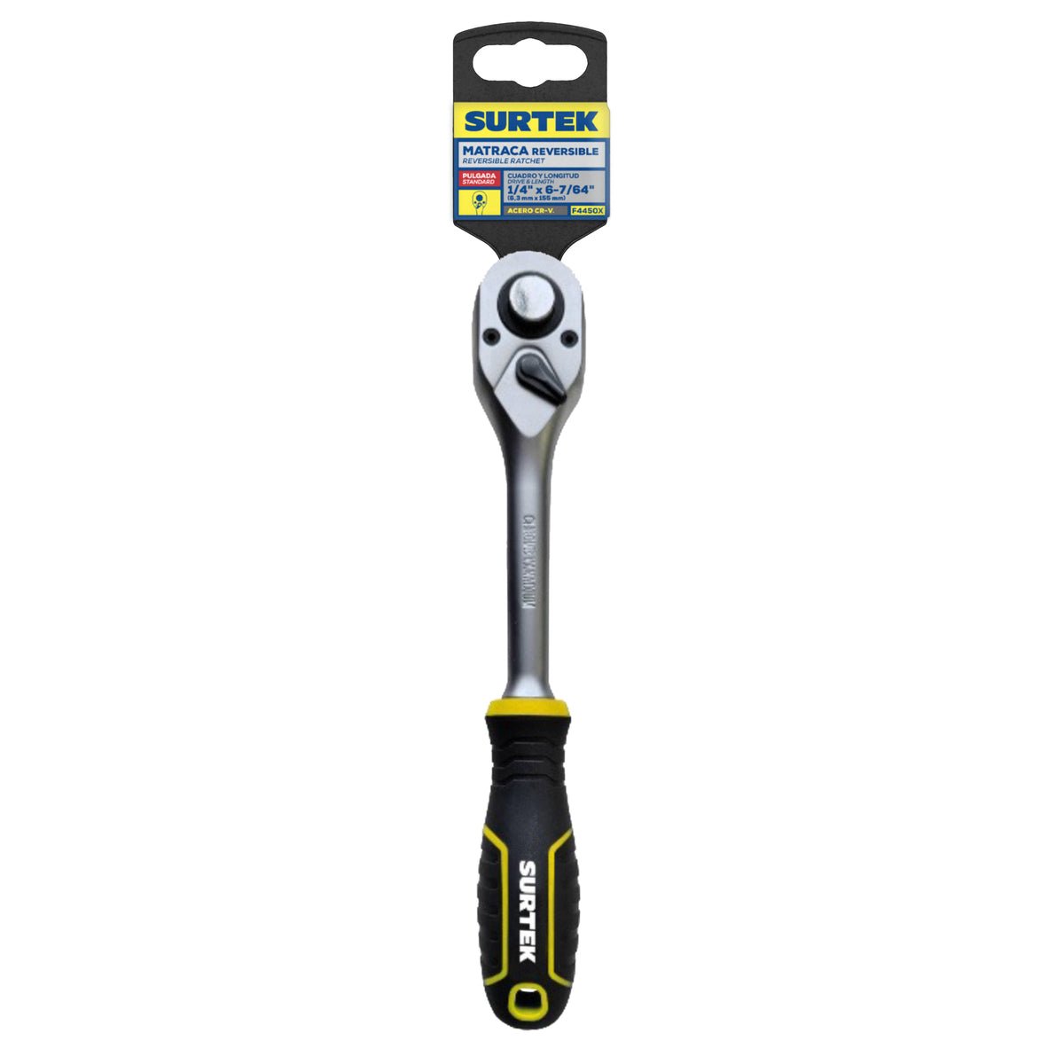 MATRACA REVERSIBLE CON MANGO BIMATERIAL, QUICK RELEASE, PARA DADO CUADRO DE 3/8" SURTEK F5150X - URREA SHOP
