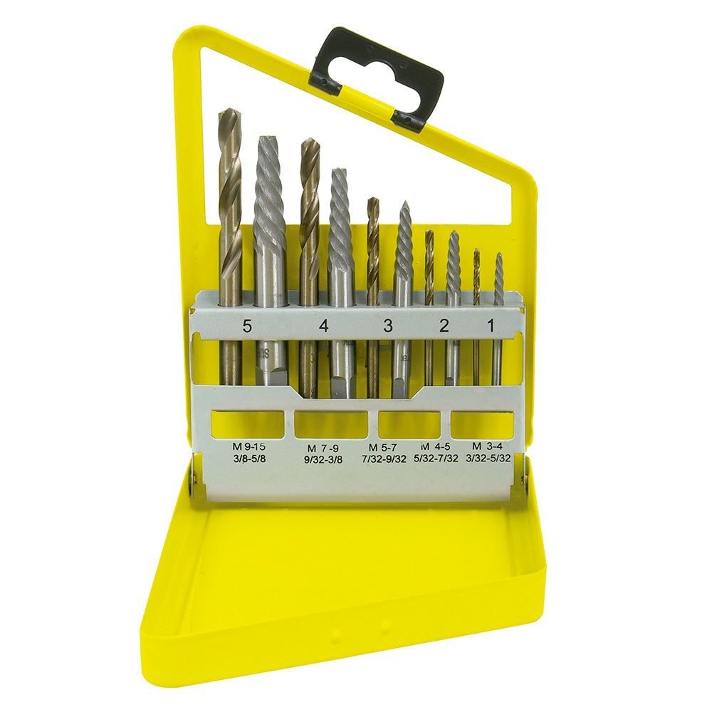 JUEGO DE EXTRACTORES PARA TORNILLOS CON BROCAS, 10 PIEZAS SURTEK