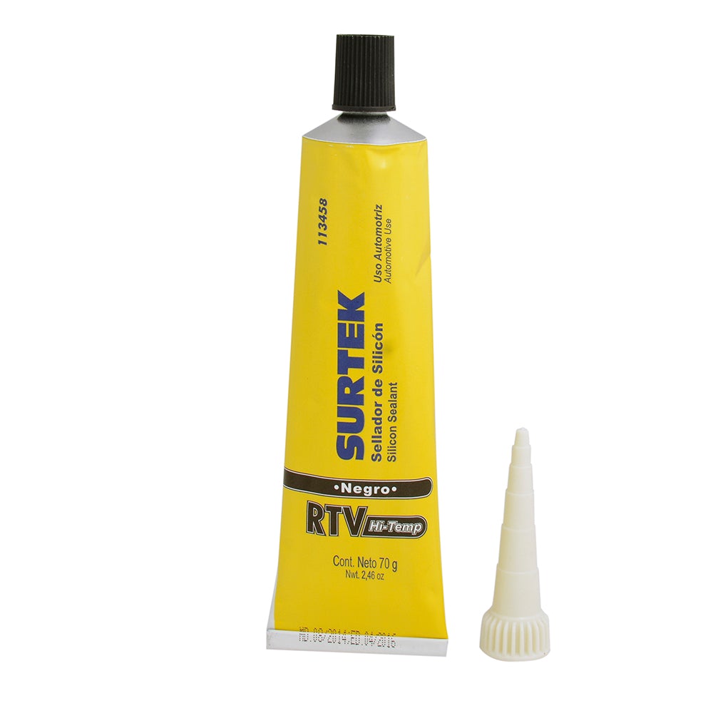 SILICÓN PARA ALTA TEMPERATURA, COLOR NEGRO EN TUBO, 70 GR SURTEK