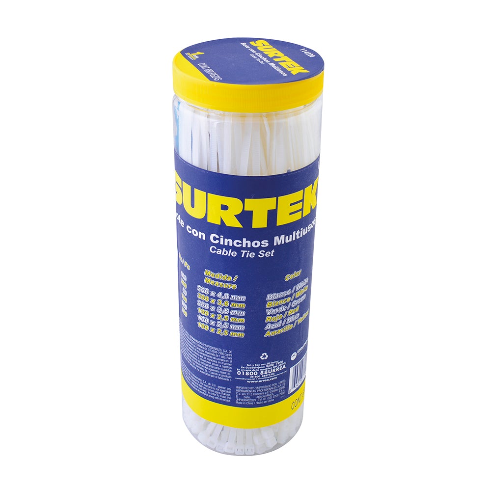 BOTE DE CINCHOS PLÁSTICOS, 650 PIEZAS SURTEK