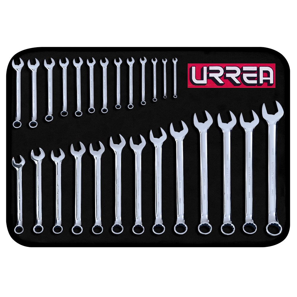 JUEGO DE 26 LLAVES COMBINADAS PULIDO ESPEJO MÉTRICAS, 12 PUNTAS URREA