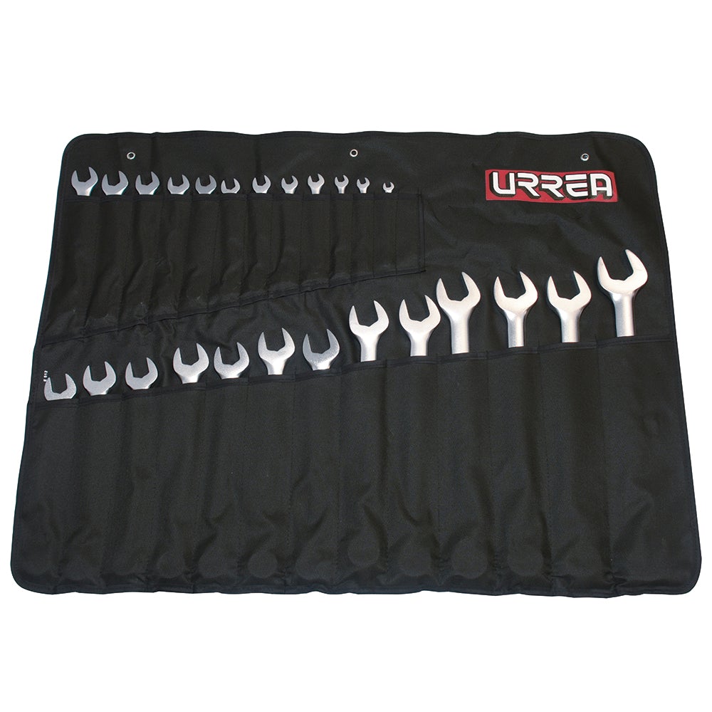 JUEGO DE 25 LLAVES COMBINADAS SATINADAS MÉTRICAS, 12 PUNTAS URREA