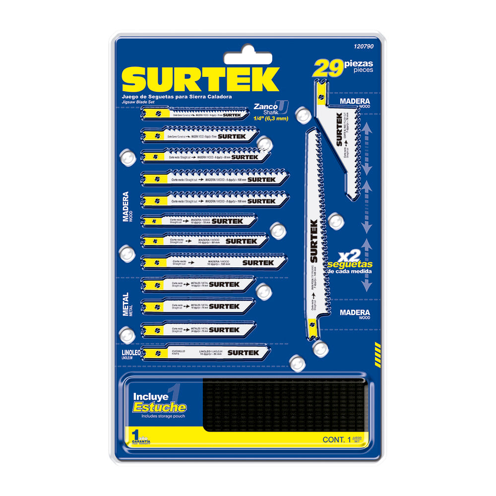 JUEGO DE 29 SEGUETAS PARA SIERRA CALADORA SURTEK