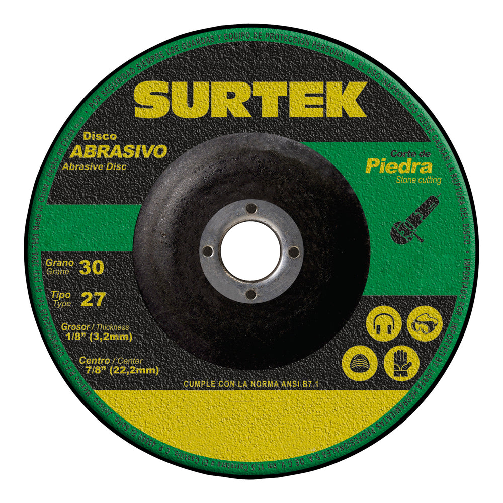 DISCO ABRASIVO TIPO 27 PARA PIEDRA 7" X 1/8" SURTEK