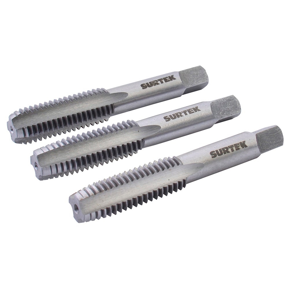 JUEGO DE 3 MACHUELOS DE ACERO DE ALTA VELOCIDAD 3/8"-16NC SURTEK