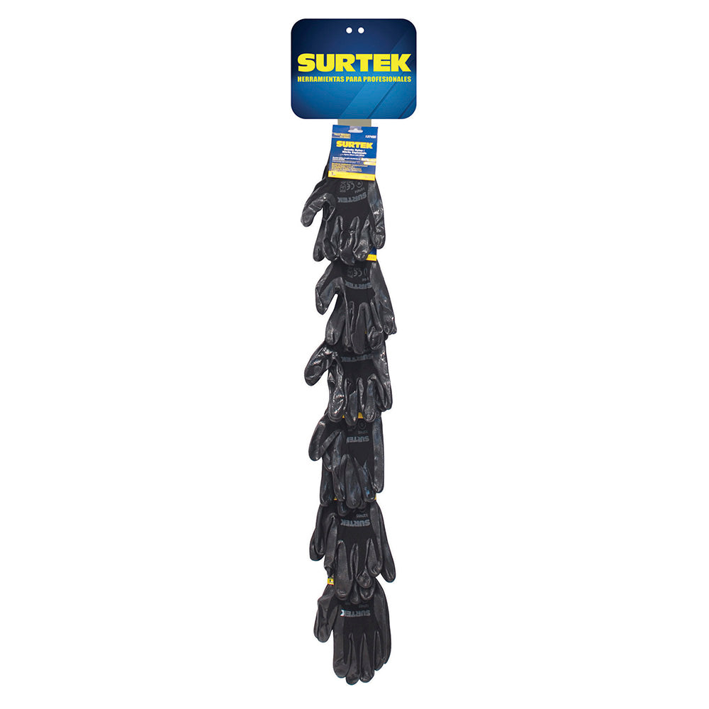 TIRA DE IMPULSO CON GUANTES DE NAILON CON RECUBRIMIENTO DE NITRILO, 26 PIEZAS SURTEK