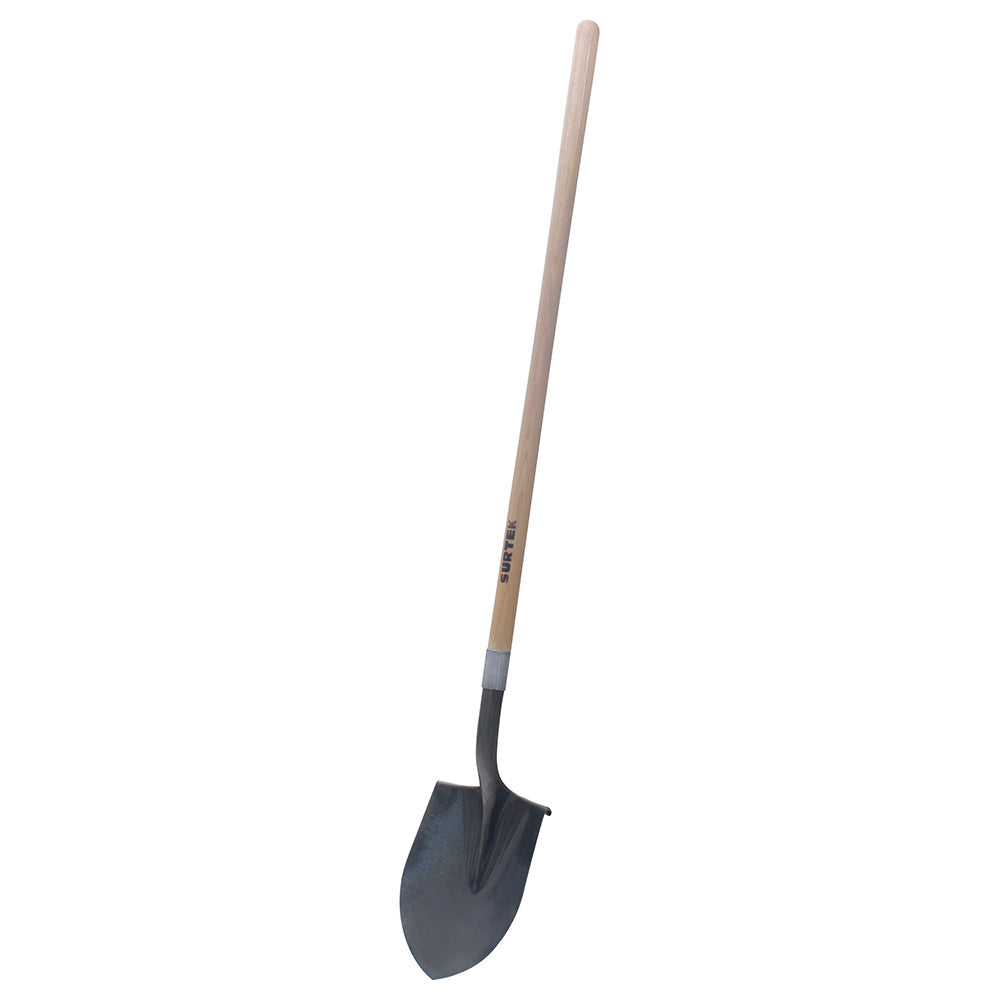 PALA CON MANGO LARGO DE MADERA CON ANILLO CRIMPADO, REDONDA SURTEK