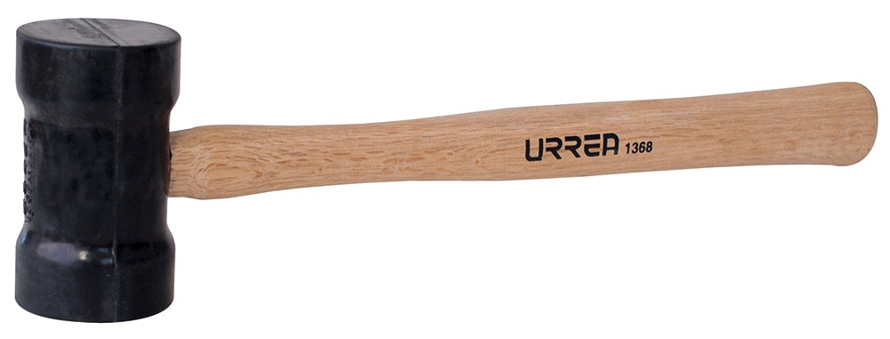 MAZO CON CABEZA DE HULE NEGRO CON MANGO DE MADERA DE ENCINO DE 16", 22 OZ URREA