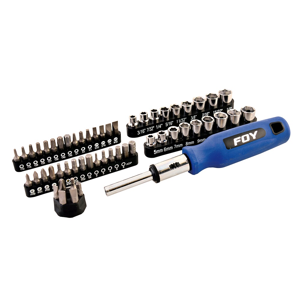 JUEGO DE PUNTAS Y ACCESORIOS HEXÁGONO DE 1/4", 56 PIEZAS FOY