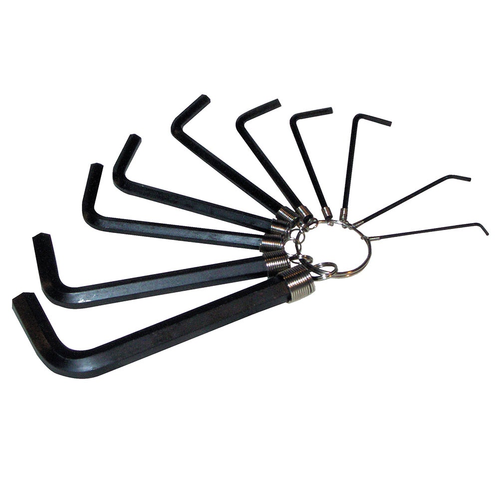 JUEGO DE 10 LLAVES HEXAGONALES TIPO "L", MÉTRICAS, EN ARGOLLA FOY