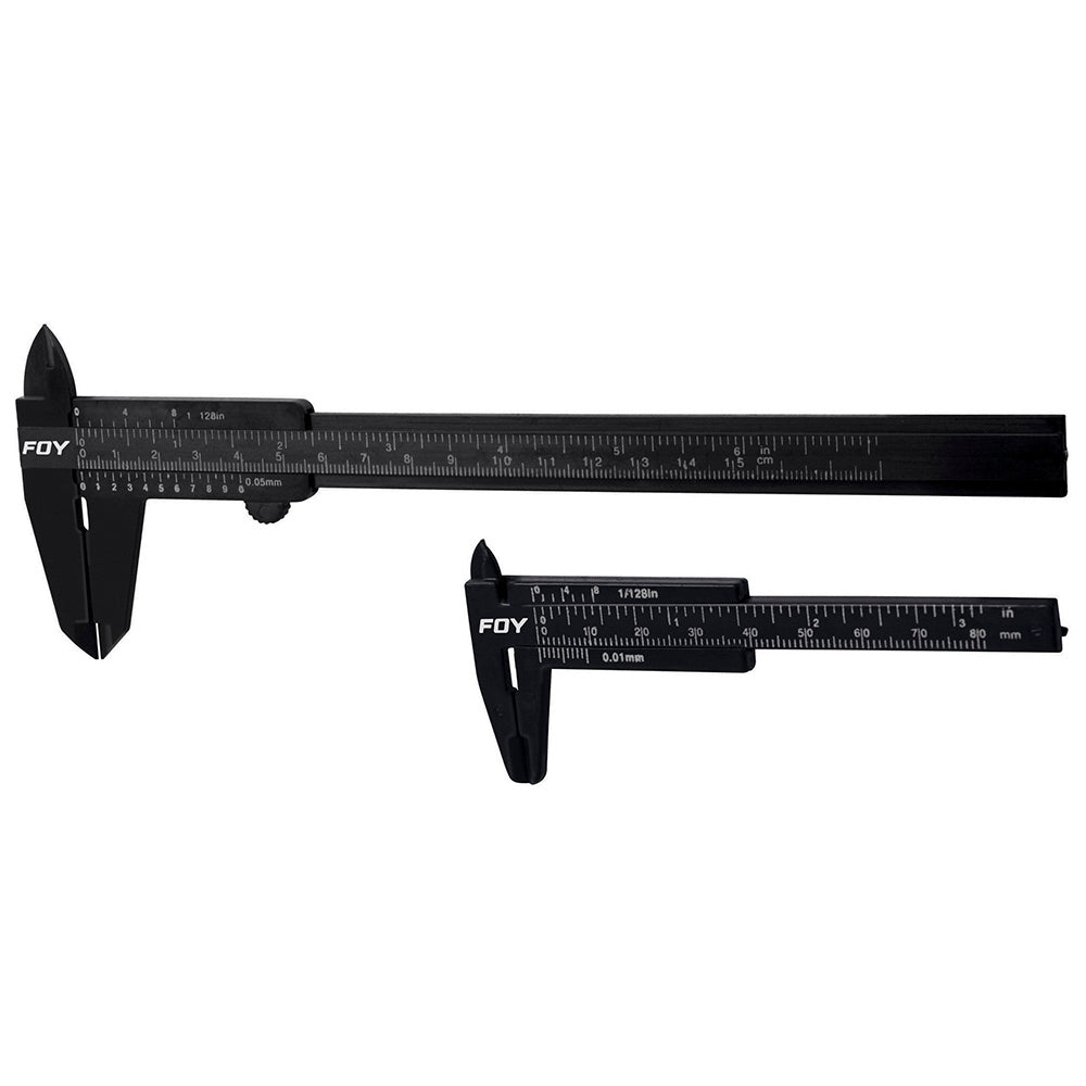 JUEGO DE CALIBRADORES PIE DE REY VERNIER PLÁSTICOS 3" Y 6" FOY