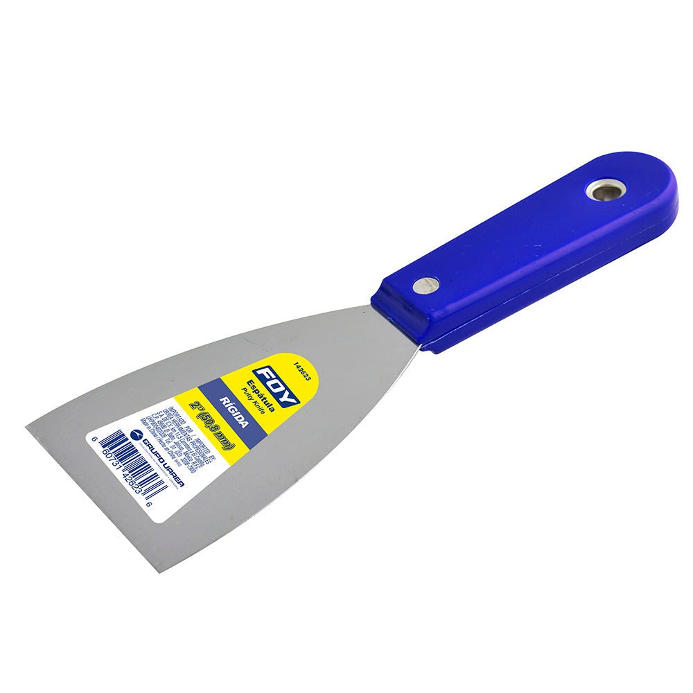 ESPÁTULA RÍGIDA DE ACERO AL ALTA CARBÓN CON MANGO PLÁSTICO 2" FOY