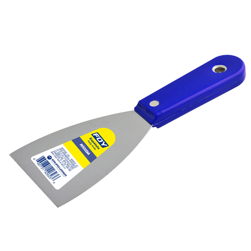 ESPÁTULA RÍGIDA DE ACERO AL ALTA CARBÓN CON MANGO PLÁSTICO 3" FOY