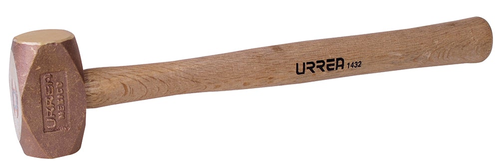 MARRO DE BRONCE ANTI-CHISPAS CON MANGO MADERA DE ENCINO DE 14", 1.6 LB URREA