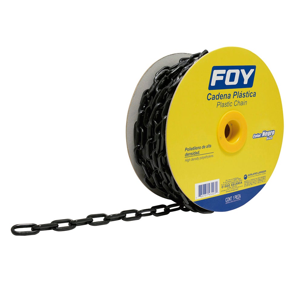 CADENA PLÁSTICA CALIBRE 3 MM DE 50 M COLOR NEGRO FOY