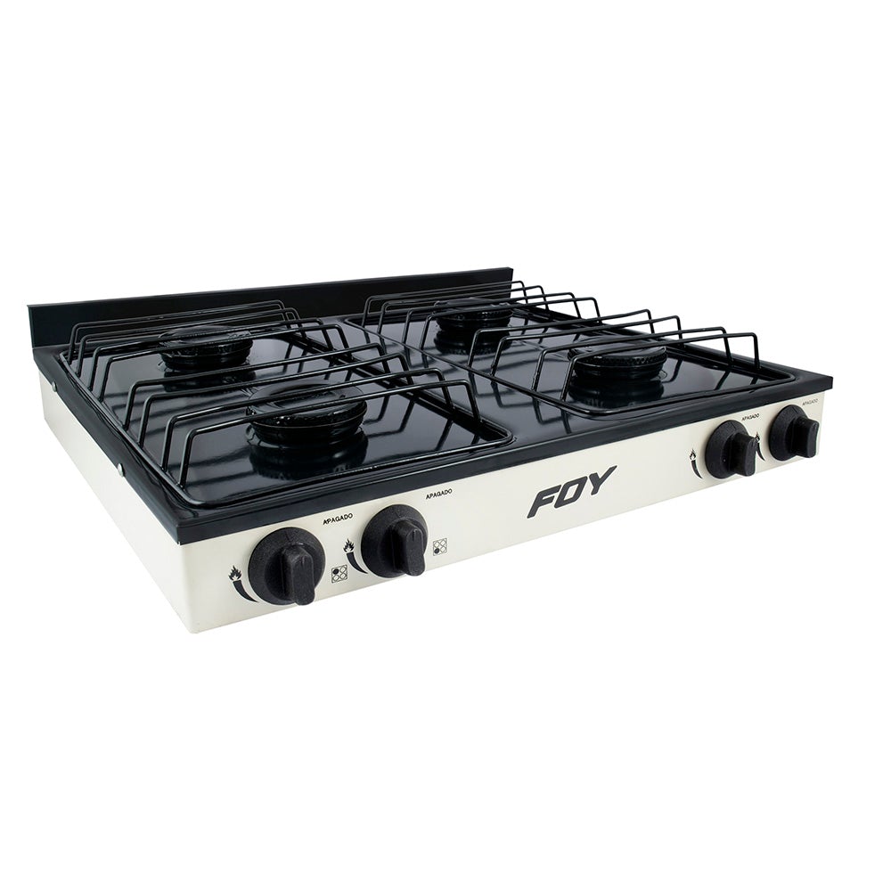 ESTUFA DE GAS 4 QUEMADORES DE ACERO INOXIDABLE COLOR BLANCO FOY
