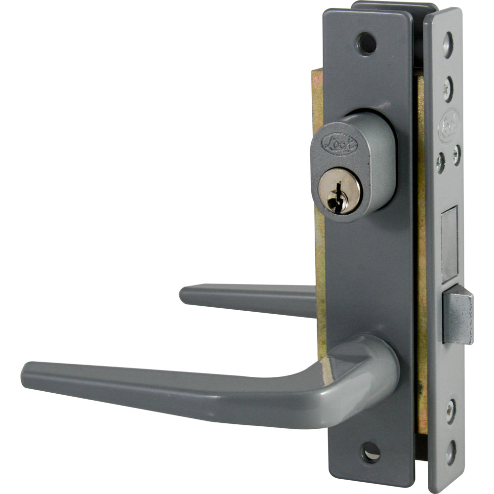 Armario multiuso hecho en acero con cinco niveles ajustables y doble puerta  con cerradura color gris