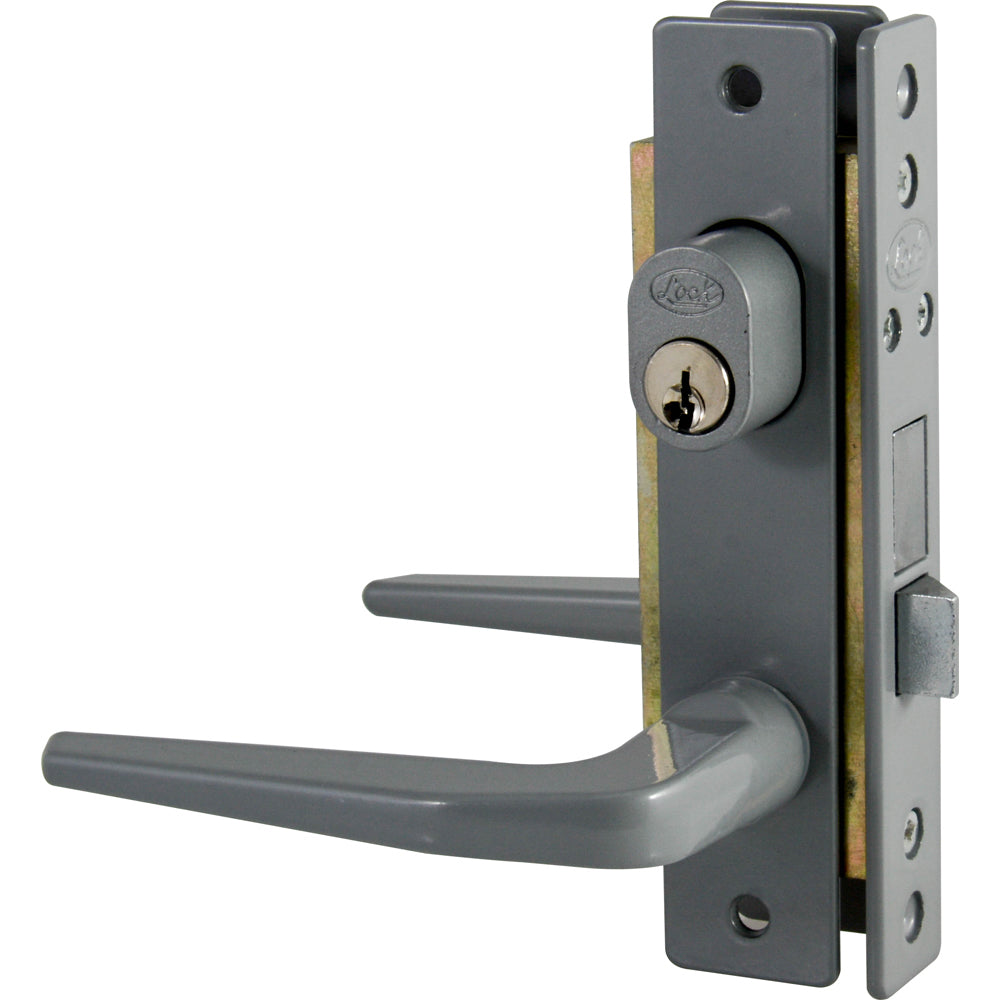 CERRADURA CLÁSICA PARA PUERTA DE ALUMINIO FUNCIÓN DOBLE, GRIS, LLAVE ESTÁNDAR LOCK