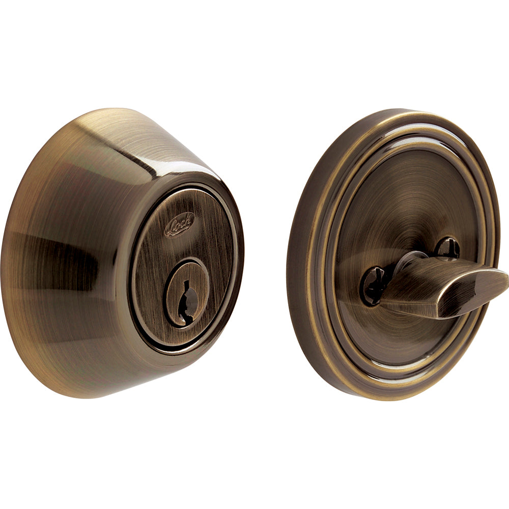 CERROJO RESIDENCIAL FUNCIÓN SENCILLA, LATÓN ANTIGUO, LLAVE ESTÁNDAR, BLÍSTER LOCK