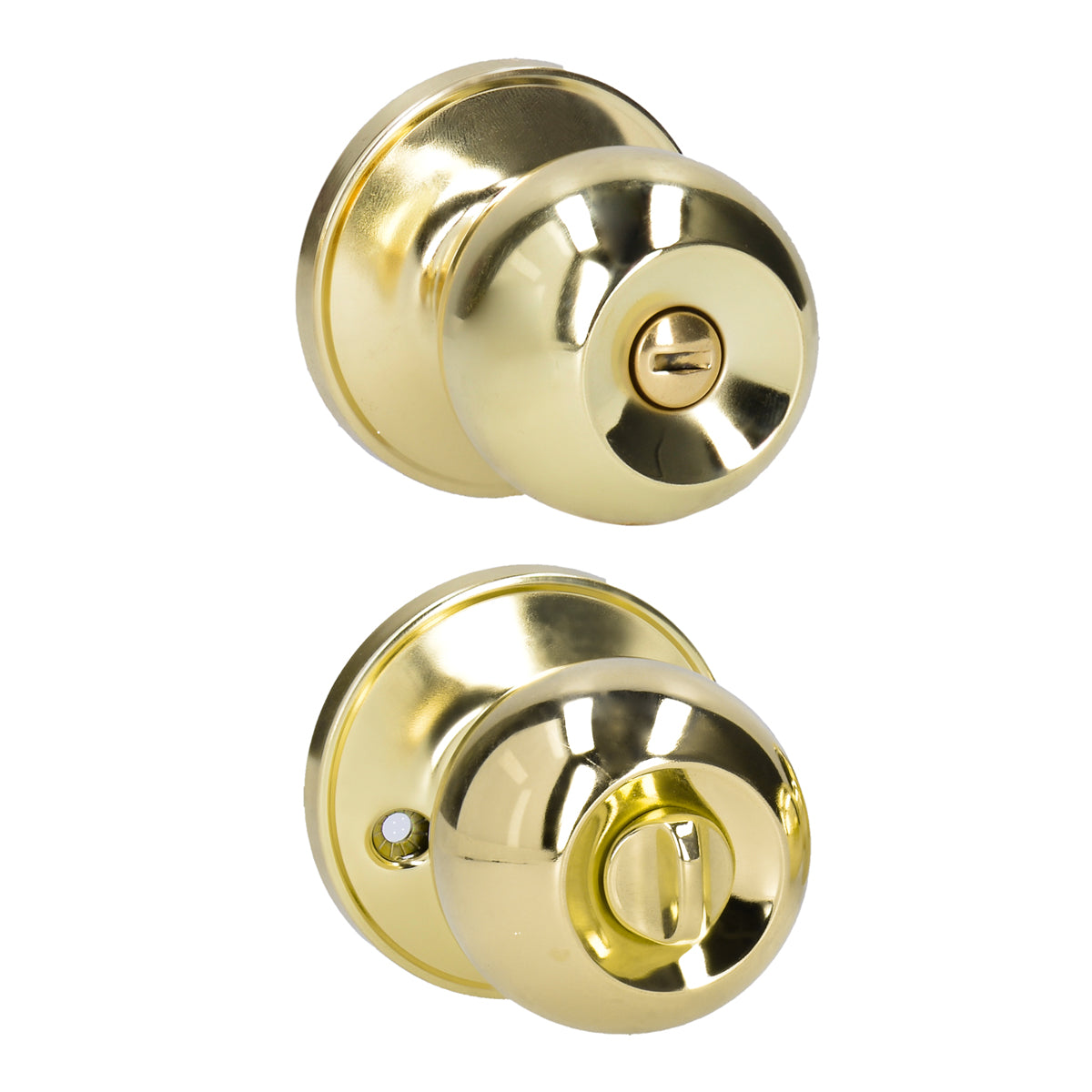 POMO TUBULAR BOLA FUNCIÓN BAÑO, LATÓN BRILLANTE, LLAVE ESTÁNDAR, BLÍSTER LOCK