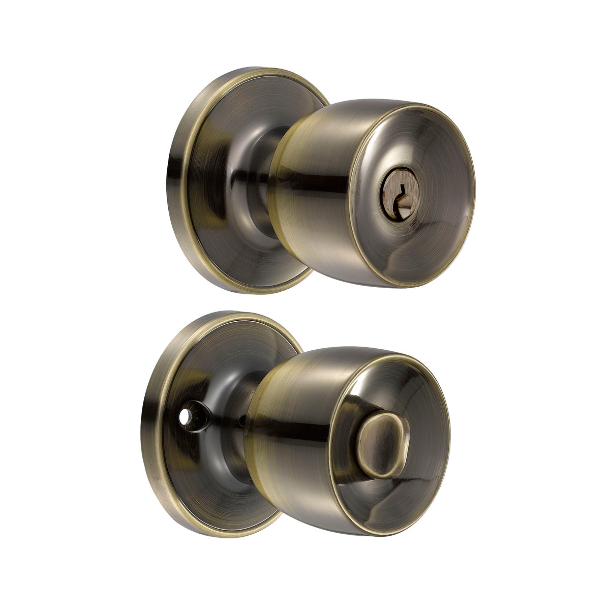 POMO TUBULAR COPA RECTA FUNCIÓN RECÁMARA, LATÓN ANTIGUO, LLAVE ESTÁNDAR, BLÍSTER LOCK