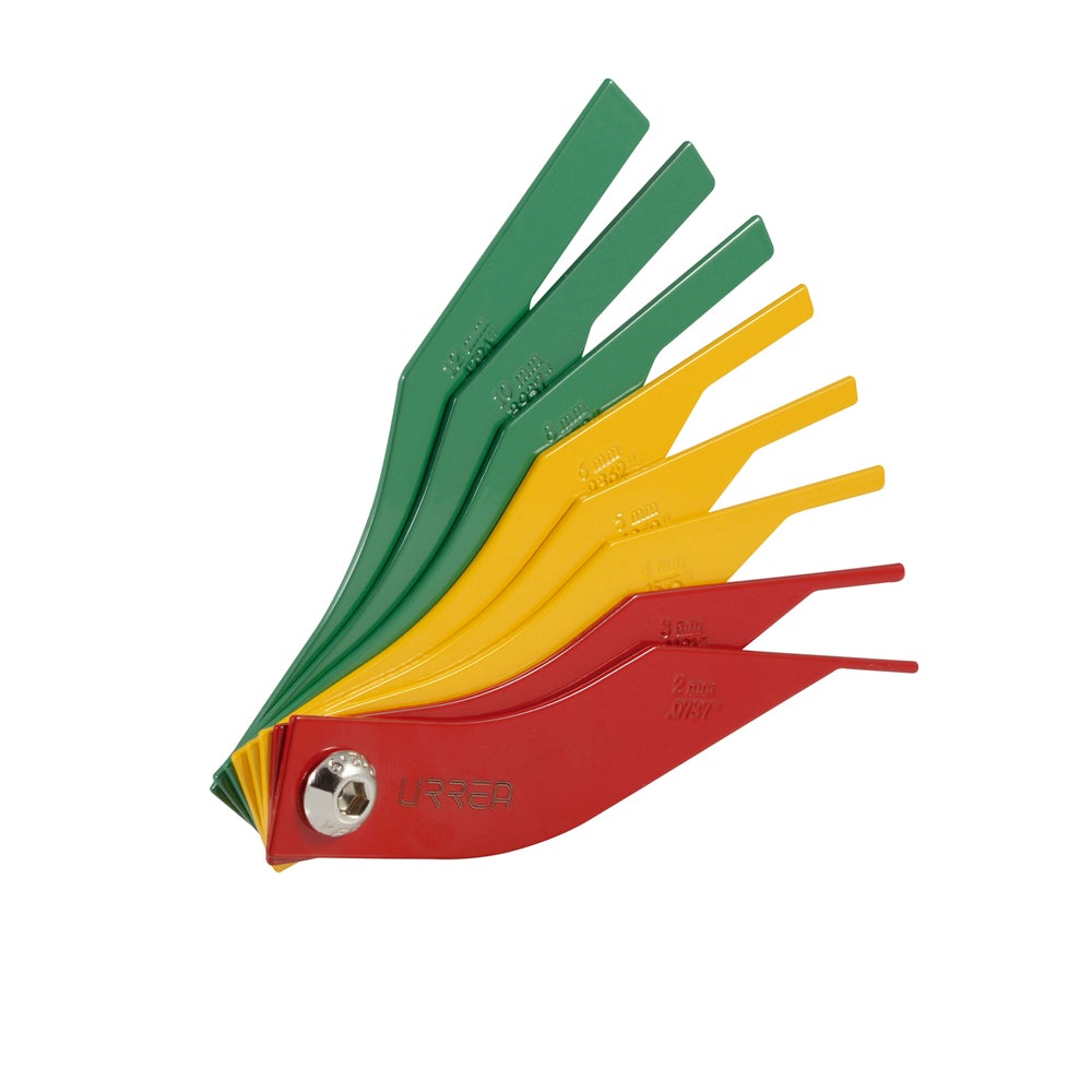 CALIBRADOR DE BALATAS MÉTRICO, 8 HOJAS URREA