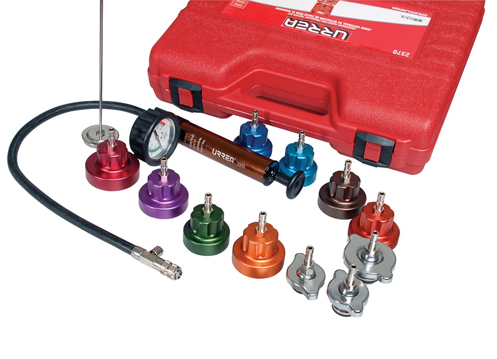 JUEGO PARA DETECCIÓN DE FUGAS EN RADIADOR, 14 PIEZAS URREA