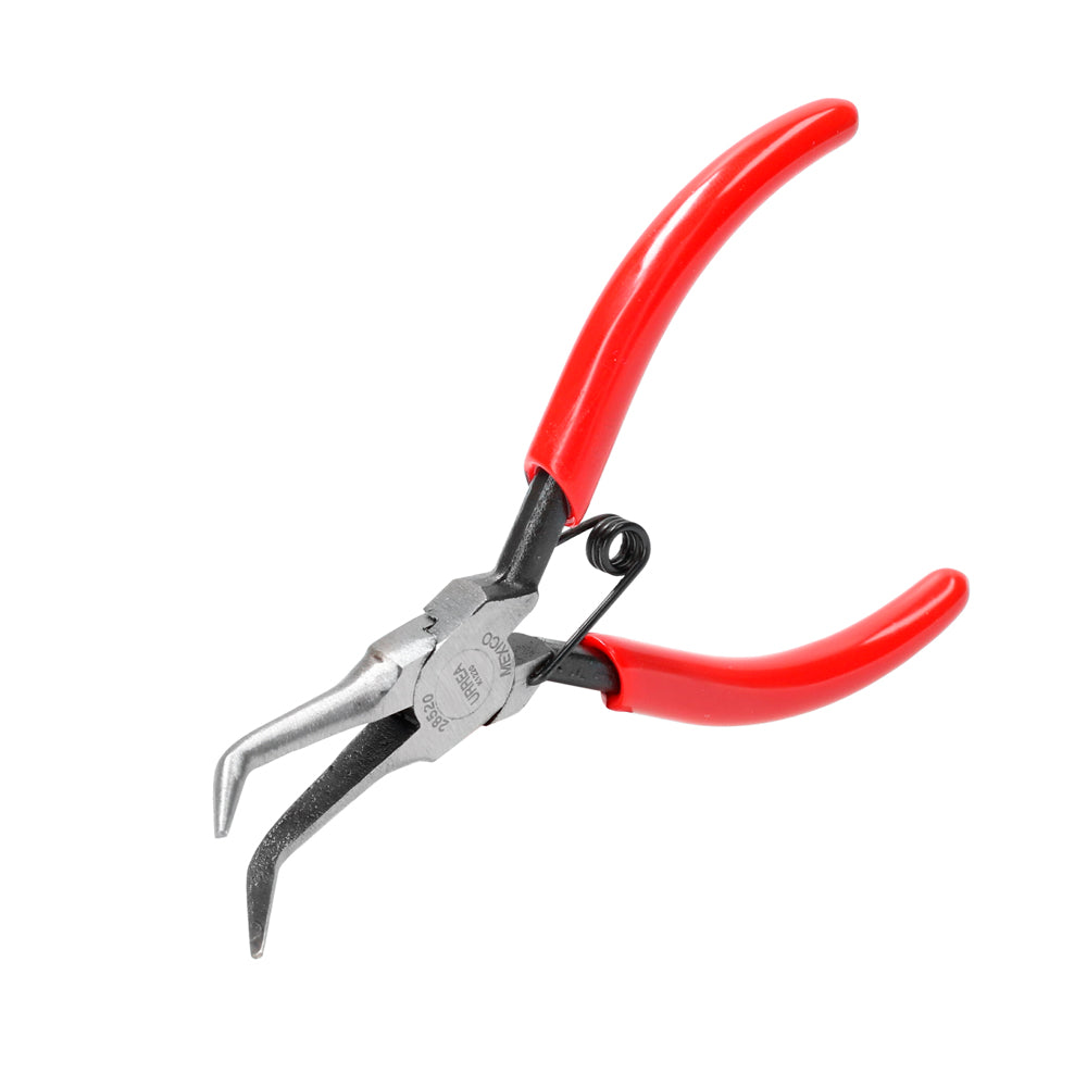 PINZA CON MANGO RUBBER GRIP PARA ELECTRÓNICA DE 5-11/32" PUNTA AGUJA DOBLADA 45° URREA