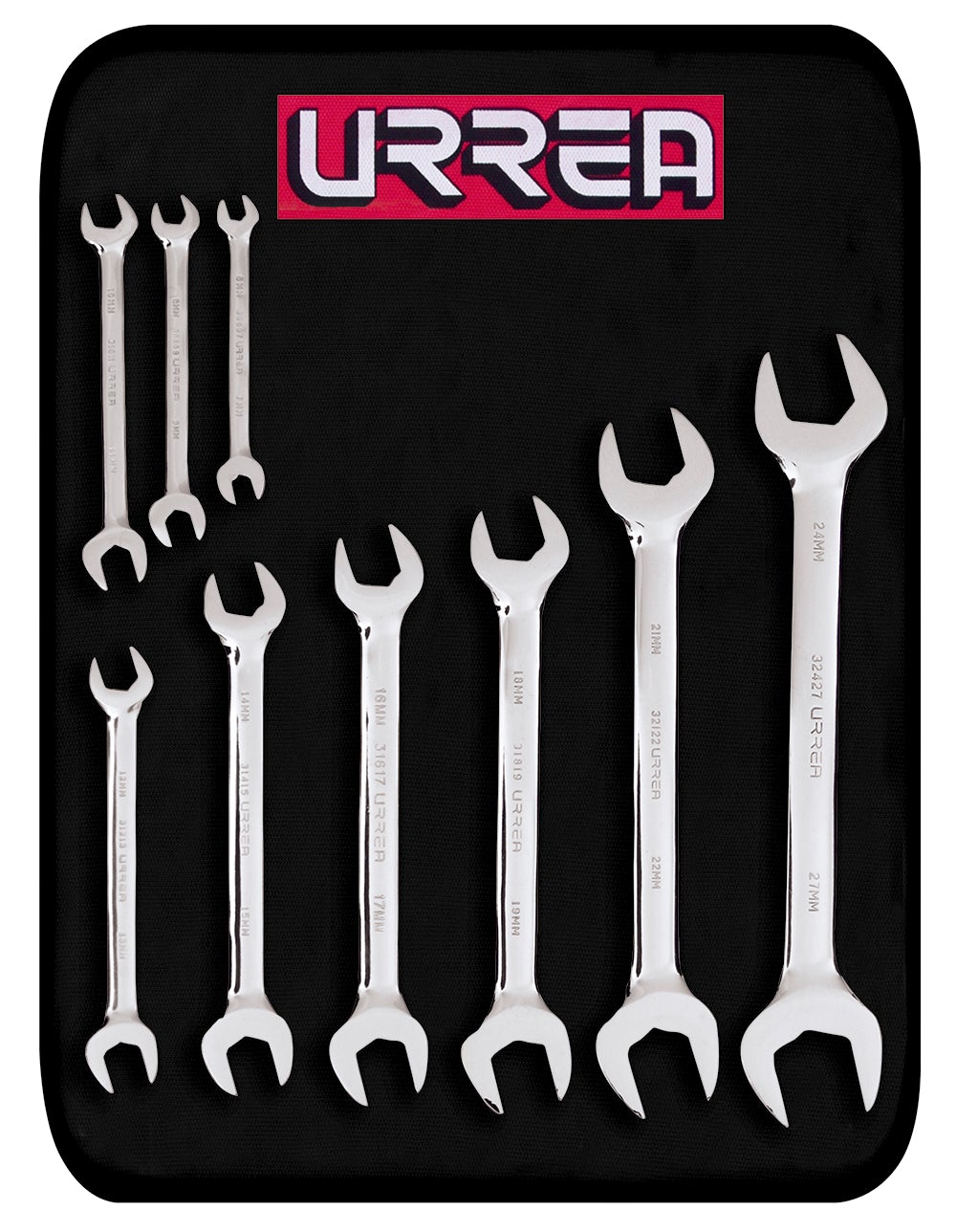 JUEGO DE 9 LLAVES ESPAÑOLAS PULIDO ESPEJO MÉTRICAS URREA