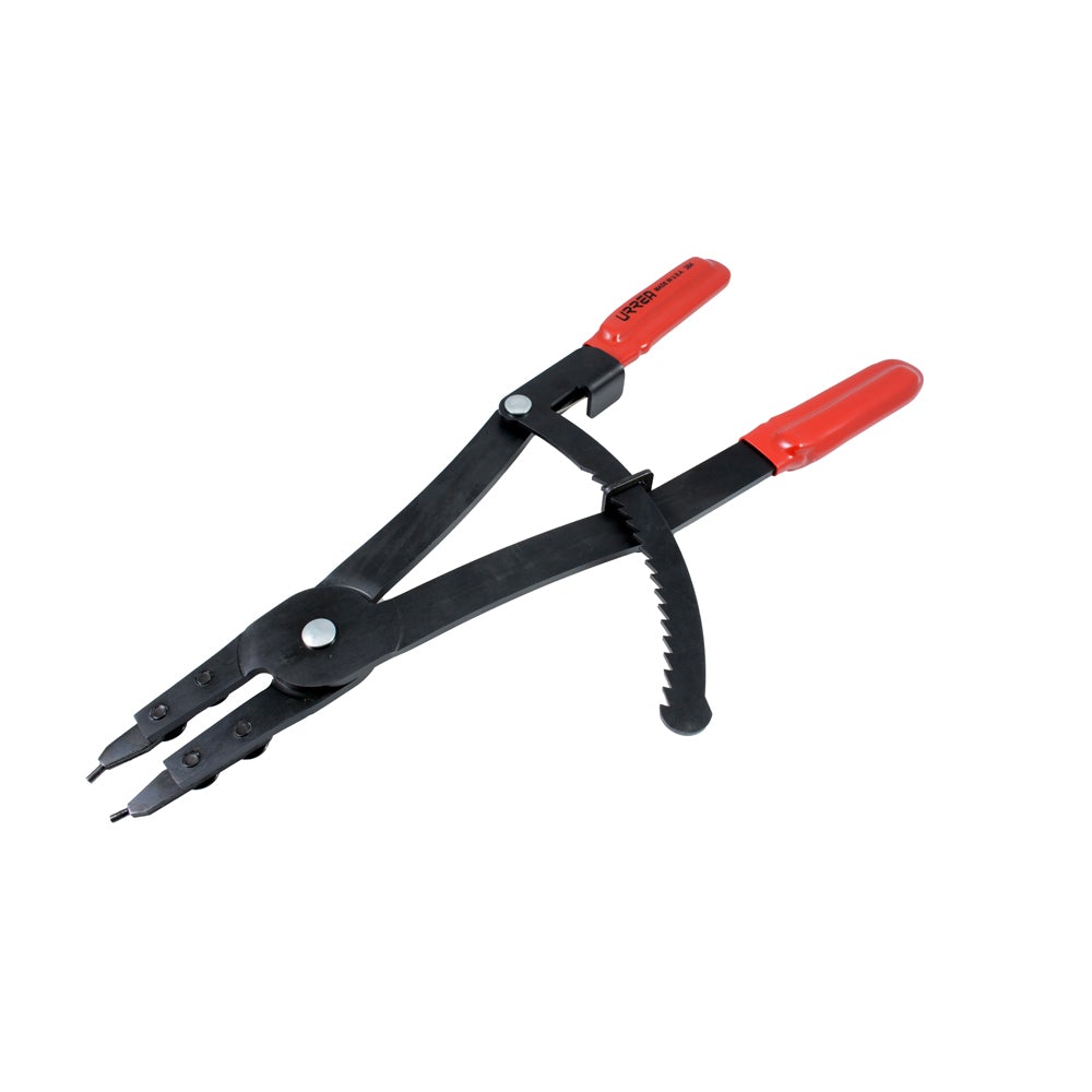 PINZA PARA CERRAR ANILLOS DE RETENCIÓN CON MECANISMO DE MATRACA URREA