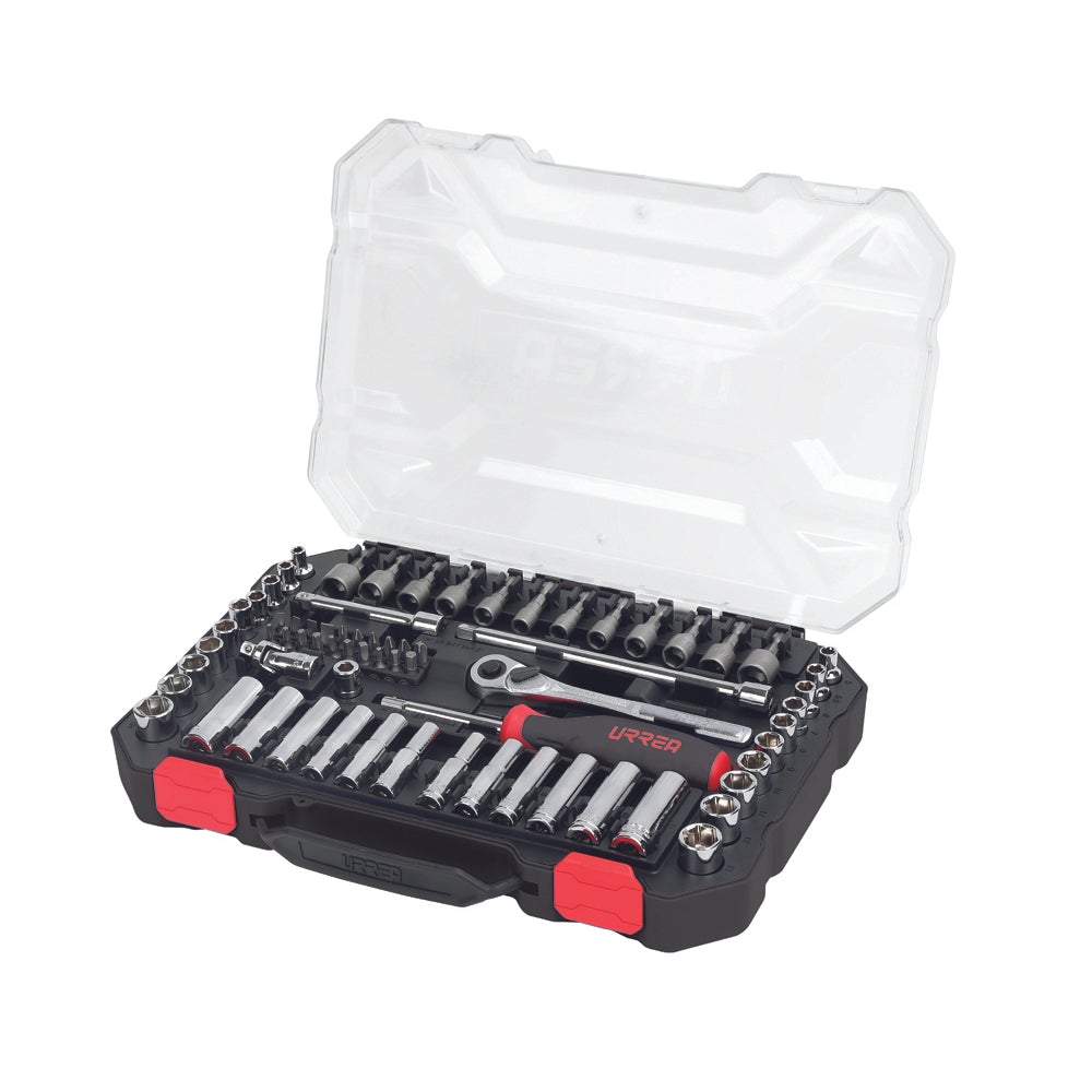 JUEGO DE DADOS Y ACCESORIOS CUADRO DE 1/4" COMBINADO, 70 PIEZAS URREA