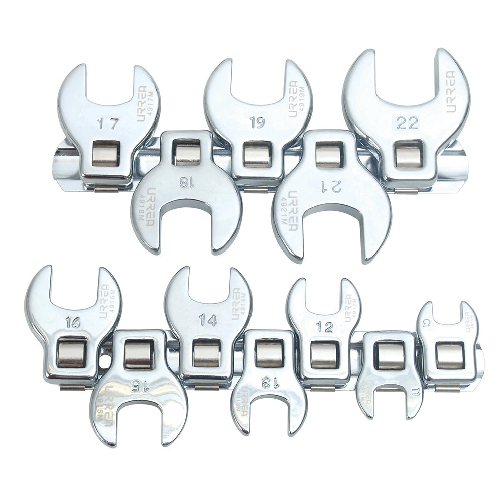 JUEGO DE 12 LLAVES PATA DE CUERVO MÉTRICAS CUADRO DE 3/8" URREA