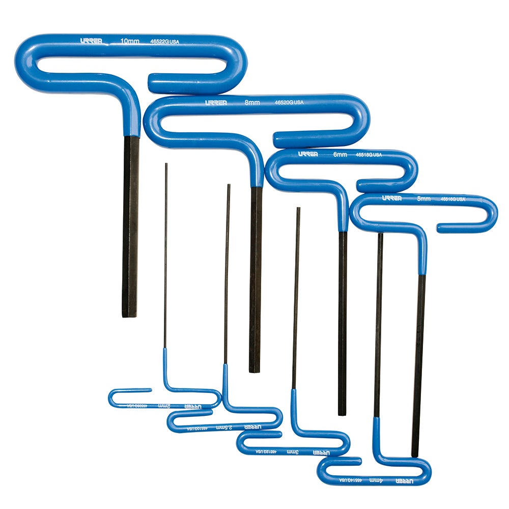 JUEGO DE 8 LLAVES HEXAGONALES TIPO "T" CON MANGO DE VINIL, MÉTRICAS URREA