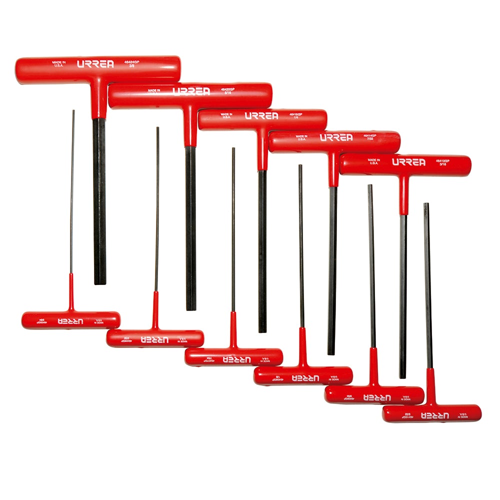 JUEGO DE 11 LLAVES HEXAGONALES CORTAS TIPO "T" ERGONÓMICAS, EN PULGADAS URREA