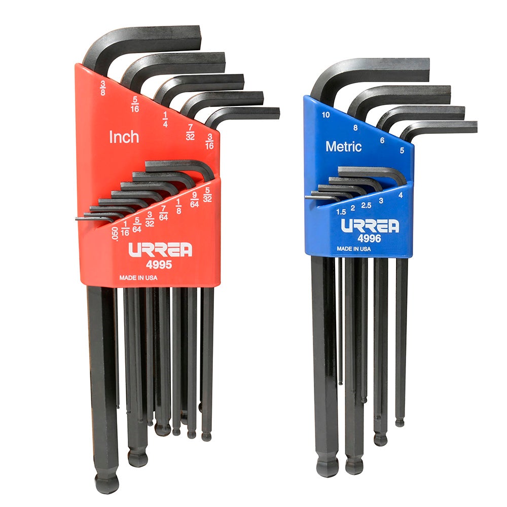 JUEGO DE 22 LLAVES HEXAGONALES TIPO "L", COMBINADAS, PUNTA DE BOLA URREA