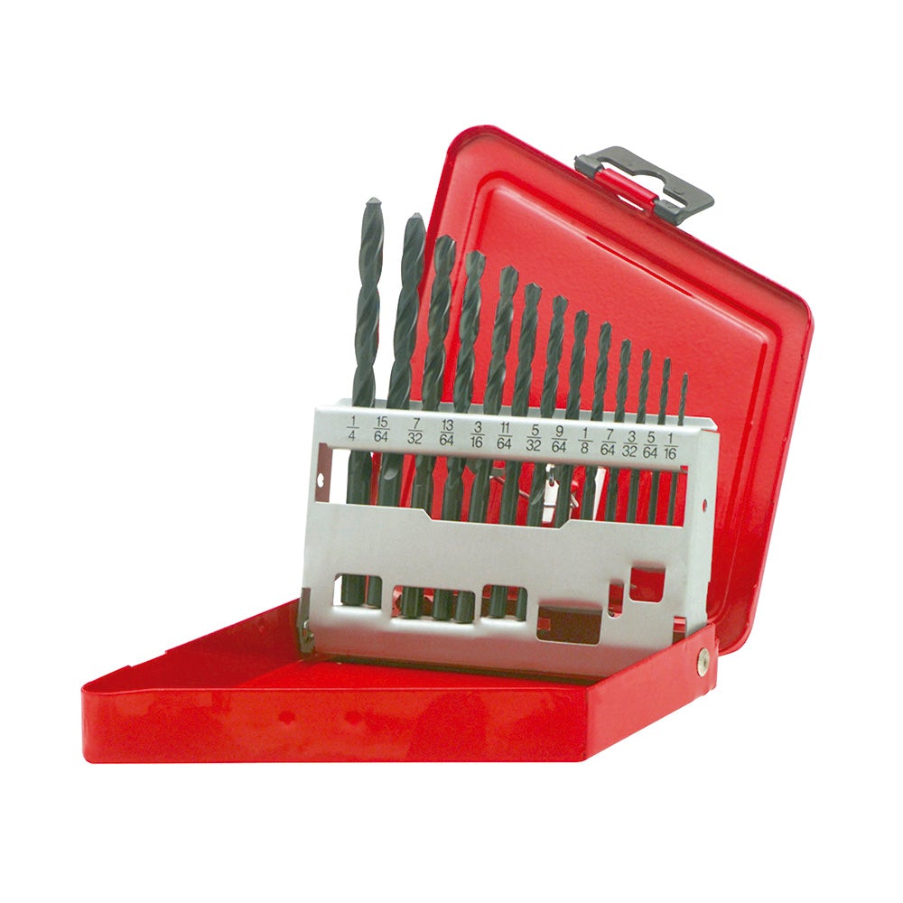 JUEGO DE 13 BROCAS NEGRAS DE ACERO DE ALTA VELOCIDAD ZANCO RECTO URREA