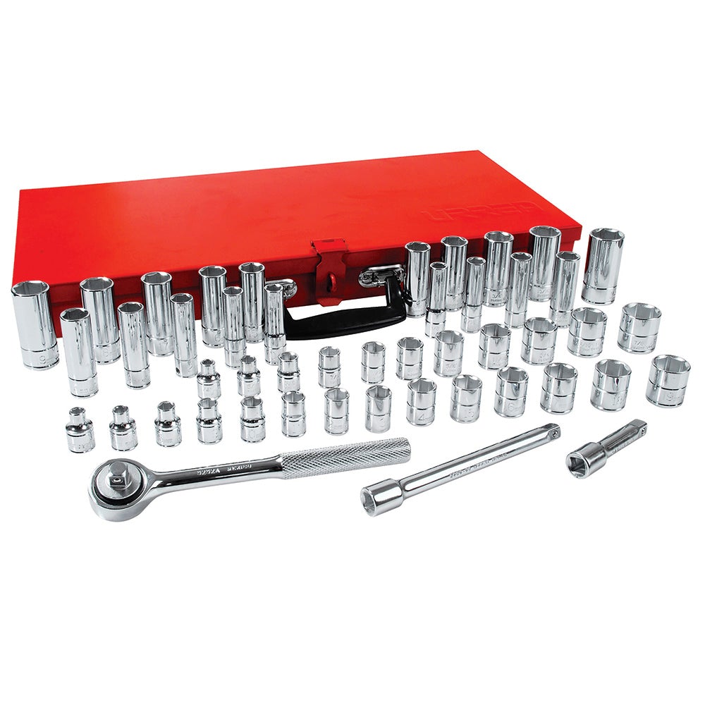 JUEGO DE DADOS Y ACCESORIOS CUADRO DE 3/8" COMBINADO, 48 PIEZAS URREA