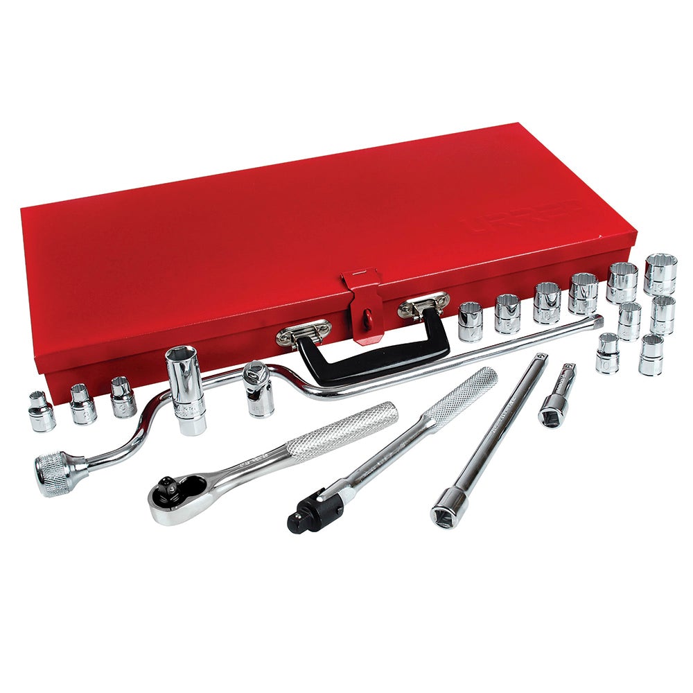 JUEGO DE DADOS Y ACCESORIOS CUADRO DE 3/8" MÉTRICO, 21 PIEZAS URREA