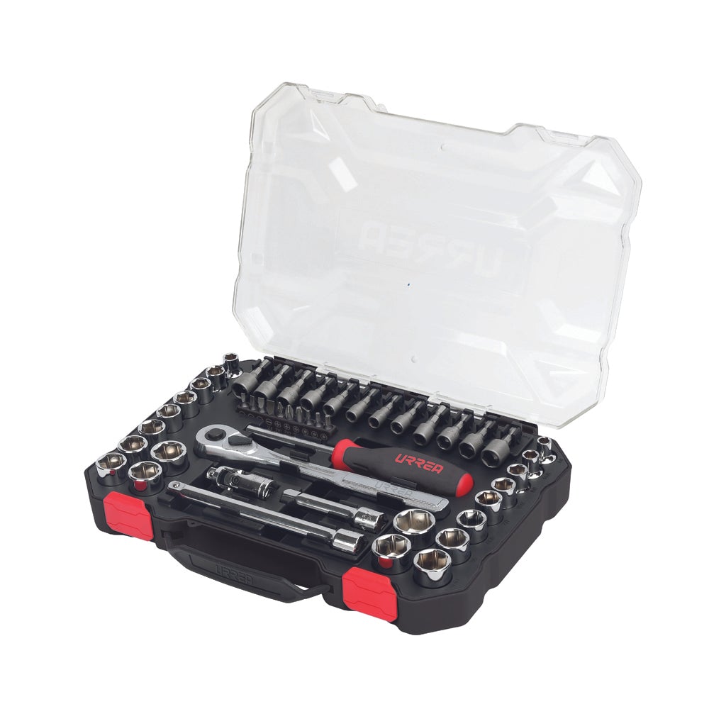 JUEGO DE DADOS Y ACCESORIOS CUADRO DE 3/8" COMBINADO, 47 PIEZAS URREA