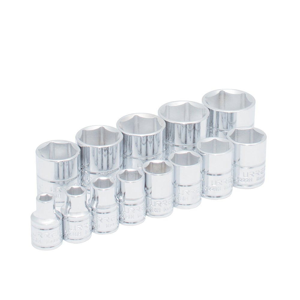 JUEGO DE 13 DADOS EN PULGADAS CUADRO DE 3/8", 6 PUNTAS URREA